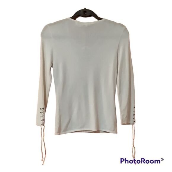 NWT Yuka Beaded Boho Knit Top Ivory Sz S Blouse Embellished Shirt - Picture 6 of 13